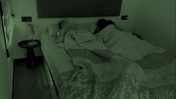 Night cam catches Step sister masturbating next to step brother in the same bed