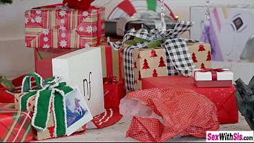 Stepbros big hard dick ruined Christmas and teen stepsisters tight pussy