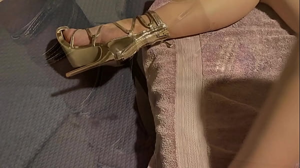 High heel shoes, she can’t lose, watch her pussy ooze.