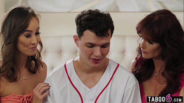 Lesbian step moms compete for step sons creampie to start a family